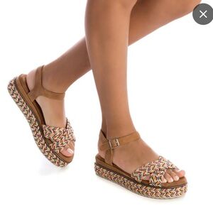 Multicolor Woven Platform Sandals